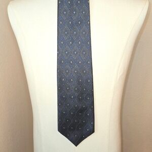 Robert Talbott Nordstrom Blue Geometric Silk Tie Hand Sewn Made‎ USA Luxury